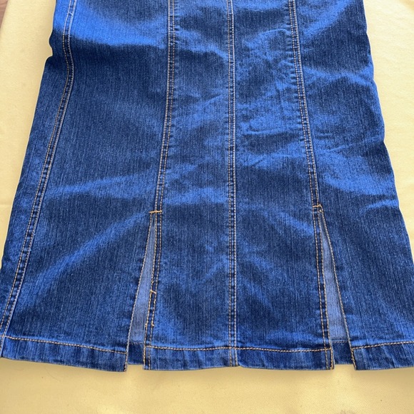 vtg no fuze denim skirt 10/12 pocket 1990's blue mid length - Picture 12 of 14